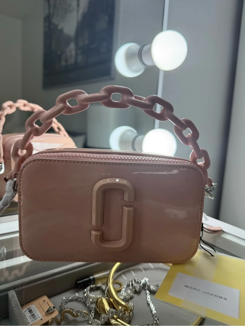 Marc Jacobs Blush Patent Link-Handle Crossbody Bag - Picture 1 of 2